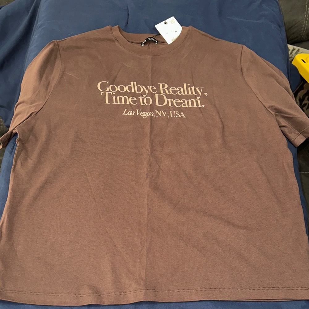 Brown Graphic T-Shirt Zara